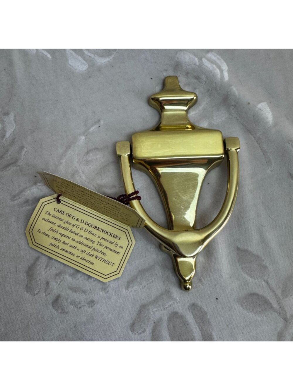 Vintage Solid Brass Door Knocker By G&D Spain With Tag Elegant Traditional 1970s - Picture 3 of 7